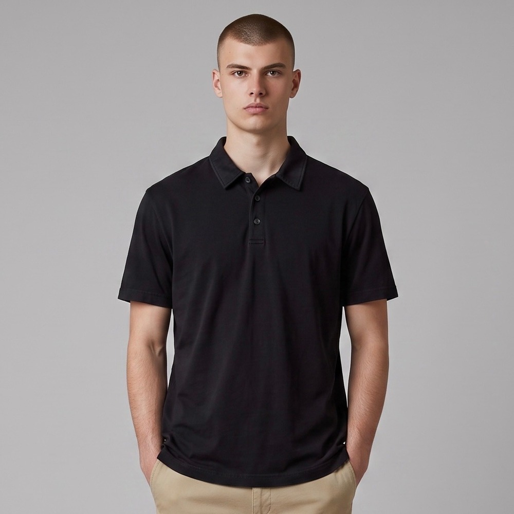 James Perse Standard Polo Shirt Mens 4 XL Black Sueded Jersey Cotton Made USA